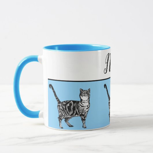 Mug Bébé Bleu Blanc Tabby chat Chats Whimsical maman (Gauche)