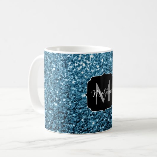 Mug Bébé bleu clair faux parties scintillant scintille (Devant gauche)