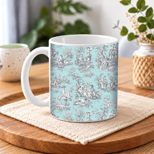 Mug Bébé bleu élégant vintage Toile de Jouy