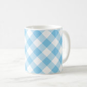 Mug Bébé Bleu et Blanc Grand En vichy diagonale Chèque (Devant droit)