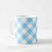 Mug Bébé Bleu et Blanc Grand En vichy diagonale Chèque (Devant gauche)