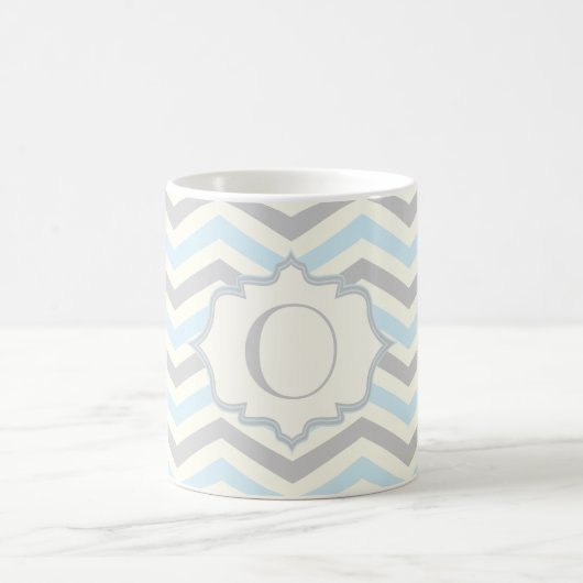 Mug Bébé bleu moderne, grey, ivory chevron (Centre)