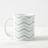 Mug Bébé bleu moderne, grey, ivory chevron (Gauche)