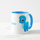 Mug Bébé bleu mou Brontosaurus Dinosaur (Devant droit)