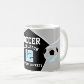 Mug Bébé Bleu, Noir et Blanc ⚽ Football Sport (Devant droit)