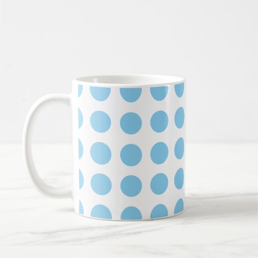Mug Bébé Bleu sur Blanc Grand Taille Horiz. Pois (Gauche)