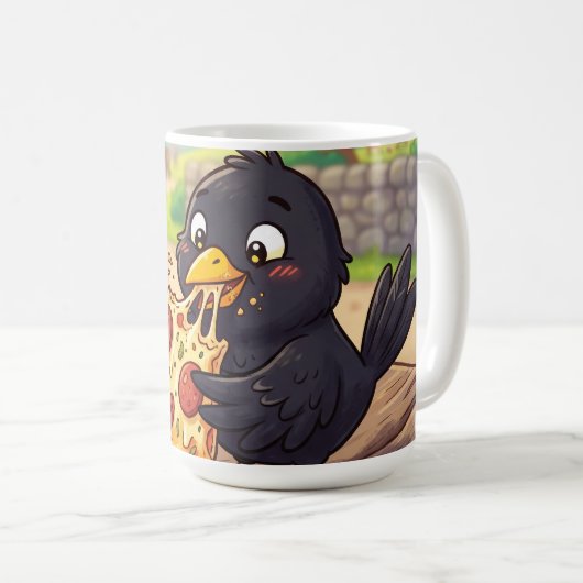 Mug Bébé cartoon merle corbeau corneille mangeant de l (Devant droit)