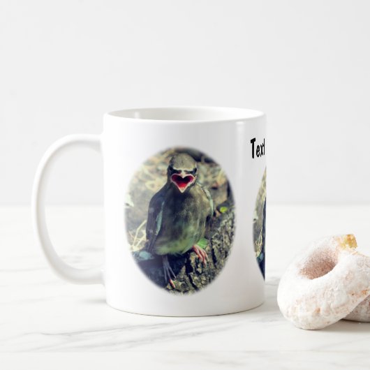 Mug Bébé Cèdre cire Oiseau Personnalisé Nature (Avec donut)