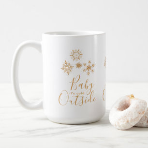 Mug Bébé c'est froid dehors Golden Snowflakes
