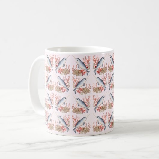 Mug Bébé coquillages océaniques Narwhal (Devant gauche)