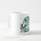 Mug Bébé crocodile mignon avec jardin floral (Devant gauche)