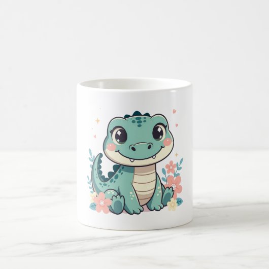 Mug Bébé crocodile mignon avec jardin floral (Centre)