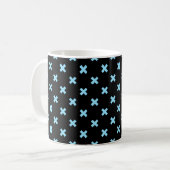 Mug Bébé croix bleu coutures sur noir (Devant gauche)