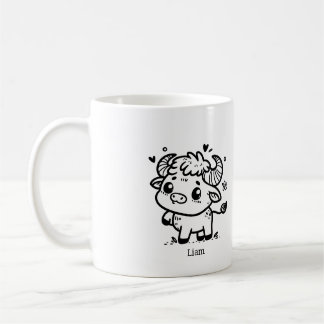 Mug Bébé de bison à bouffée - Animal de ferme de Kawai
