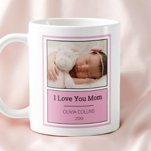 Mug Bébé de la fête des mères personnalisé photo rose