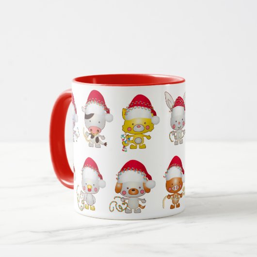 Mug Bébé de Noël mignon animal Noël Casquette café de (Devant gauche)