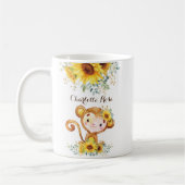 Mug Bébé de singe Boho Fleurs de soleil aquarelles (Gauche)