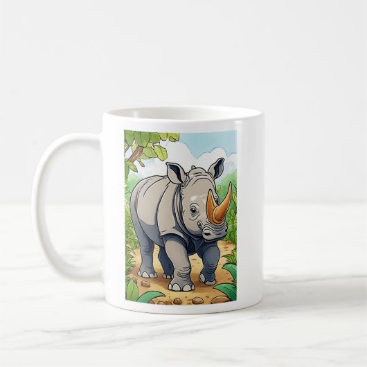 Mug Bébé de style Bébé à Sticker Cartoon Rhinoceros (Gauche)