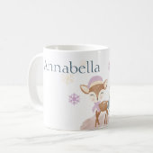 Mug Bébé d'hiver mignonne Cerf Femme Fawn (Devant gauche)