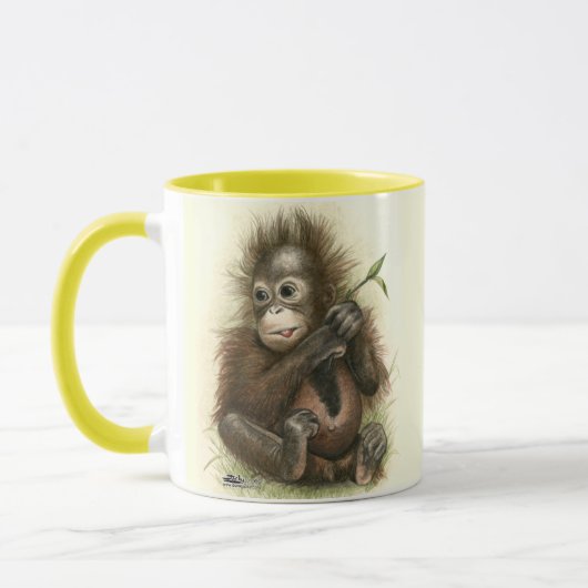 Mug Bébé d'orang-outan avec le feuille (Gauche)