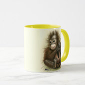 Mug Bébé d'orang-outan avec le feuille (Devant droit)