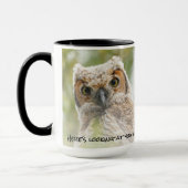 Mug Bébé drôle Chouette Jaune yeux qui vous regarde (Gauche)