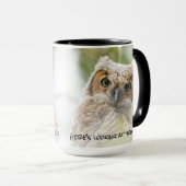 Mug Bébé drôle Chouette Jaune yeux qui vous regarde (Devant droit)