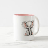 Mug bébé éléphant aquarelle personnalisé. (Devant droit)