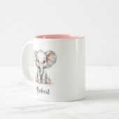 Mug bébé éléphant aquarelle personnalisé. (Devant gauche)