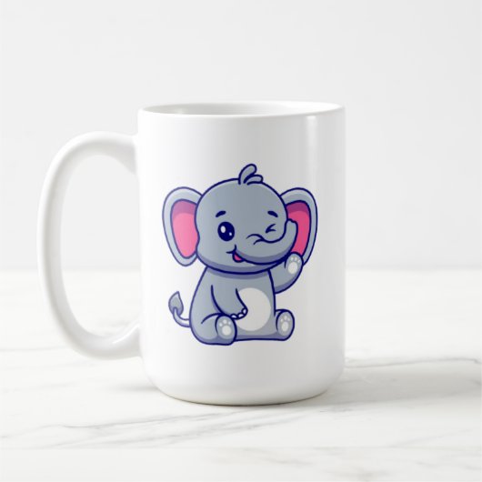 Mug Bébé éléphant mignon assis dessin animé-23800 (Gauche)