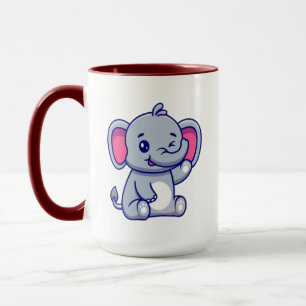Mug Bébé éléphant mignon assis dessin animé-23800