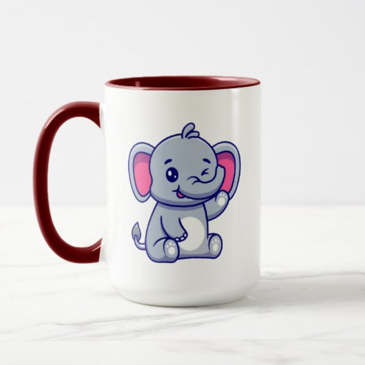 Mug Bébé éléphant mignon assis dessin animé-23800 (Gauche)