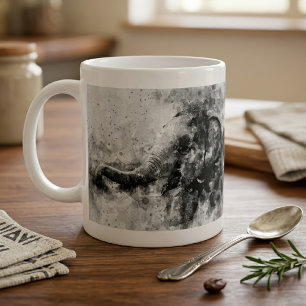 Mug Bébé éléphant mignon en noir et blanc, art à l'aqu