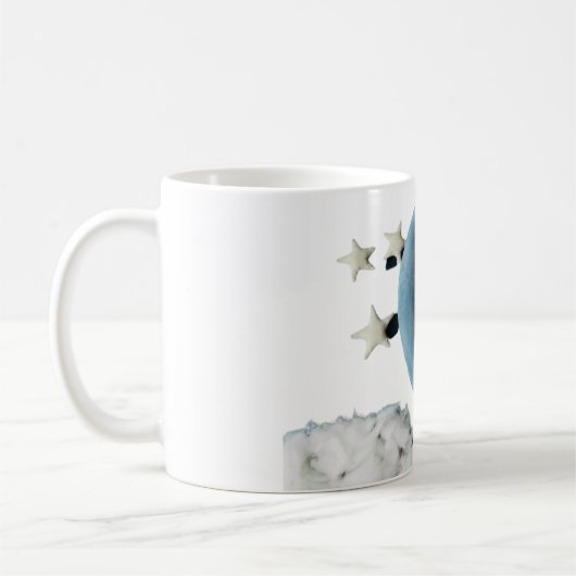 🌙 Mug Bébé Endormi sur la Lune – Étoiles et Nuage (Gauche)
