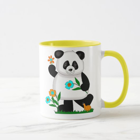 Mug Bébé Enfants Panda Avec Fleurs 2 (Droite)