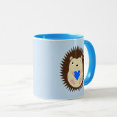 Mug Bébé Garçon Hérisson Cœur Bleu (Devant droit)