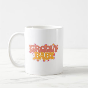 Mug Bébé Groovy Minimaliste Couleur Style Rétro Orange
