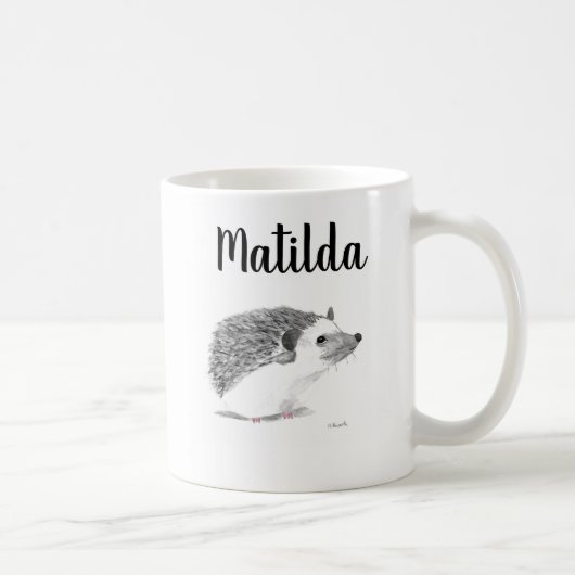 Mug Bébé hérisson mignon animal aquarelle noir (Droite)