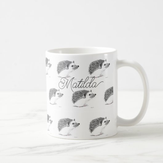 Mug Bébé hérisson mignon animal aquarelle noir café (Droite)
