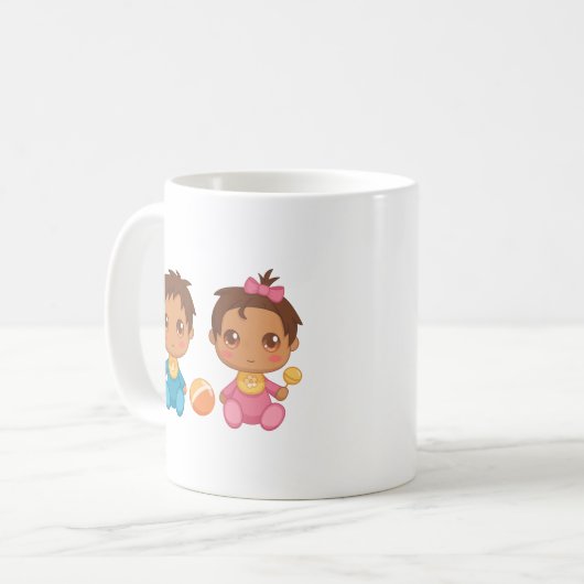 Mug Bébé jumeaux garçon et fille (Devant gauche)