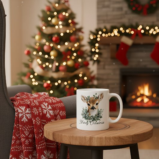 Mug Bébé mignon Cerf Joyeux Noël - Aquarelle Fawn