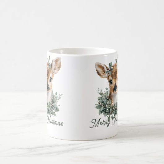 Mug Bébé mignon Cerf Joyeux Noël - Aquarelle Fawn (Centre)