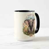 Mug Bébé mignon Eléphant Calf Fleur sauvage Wanderlust (Devant droit)