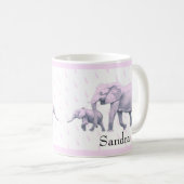 Mug Bébé mignon fille rose bleu Eléphants Baby shower (Devant droit)