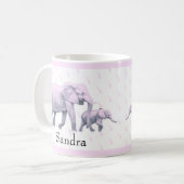Mug Bébé mignon fille rose bleu Eléphants Baby shower (Devant gauche)