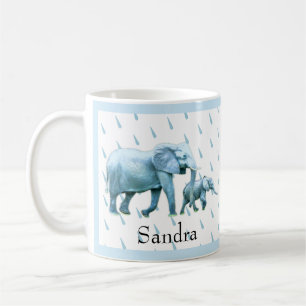 Mug Bébé mignon garçon bleu Eléphants Baby shower