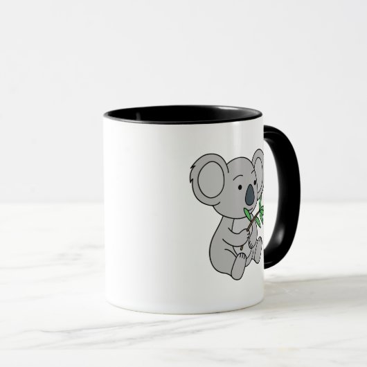 Mug Bébé mignon Koala avec Eucalyptus Feuilles (Devant droit)