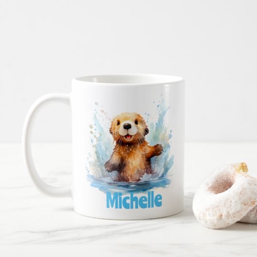Mug Bébé mignon loupe de mer dans des éclaboussures d' (Avec donut)