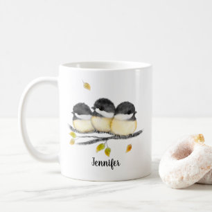 Mug Bébé mignon oiseau 3 poulets sur la branche de l'a