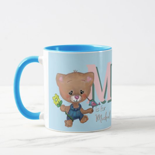 Mug Bébé mignon Ours Teddy Bleu clair (Gauche)
